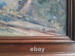 Antique Oil Painting On Canvas Landscape Of The Andelys By Martha Lucas