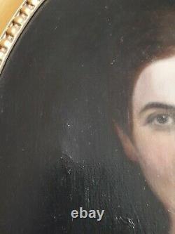 Antique Oil Painting On Canvas Portrait Woman Signed Danguien Paris