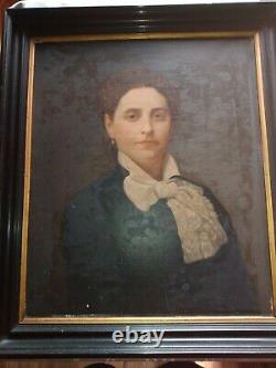 Antique Oil Painting On Canvas, Quality Lady, Signed Pierre Petit. Endxixth