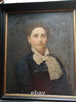 Antique Oil Painting On Canvas, Quality Lady, Signed Pierre Petit. Endxixth