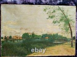 Antique Oil Painting On Canvas Signed L. Henry