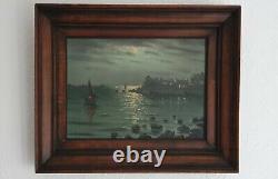 Antique Oil Painting On Sign Signed Michel Hernandez /brignogan Bretagne