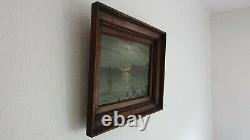 Antique Oil Painting On Sign Signed Michel Hernandez /brignogan Bretagne