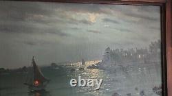 Antique Oil Painting On Sign Signed Michel Hernandez /brignogan Bretagne