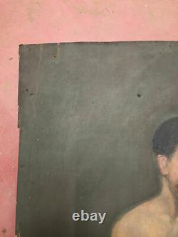 Antique Oil Painting On Thick Cardboard Inconnu (xixe-s) Character