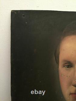 Antique Oil Painting On Thick Cardboard Inconnu (xixe-s) Portrait