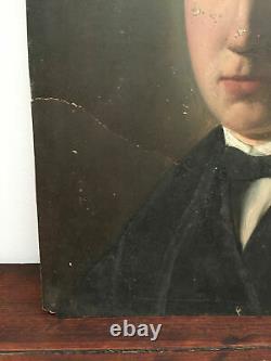 Antique Oil Painting On Thick Cardboard Inconnu (xixe-s) Portrait