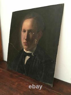 Antique Oil Painting On Thick Cardboard Inconnu (xixe-s) Portrait