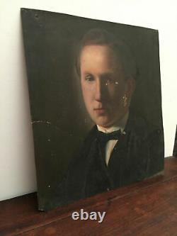 Antique Oil Painting On Thick Cardboard Inconnu (xixe-s) Portrait