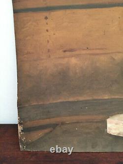 Antique Oil Painting On Thick Cardboard Inconnu (xixe-s) Statue