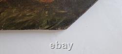 Antique Oil Painting Romantic Genre Scene Old Oil Painting on Panel
