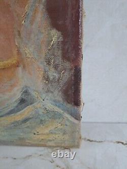 Antique Oil Painting of Nude Woman on Canvas from 1900