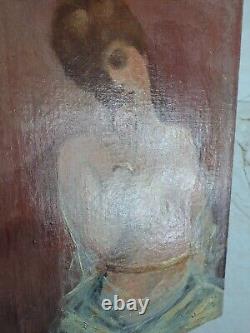 Antique Oil Painting of Nude Woman on Canvas from 1900