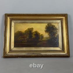 Antique Oil Painting on Canvas, English Landscape, Gilt Frame, Early 20th Century