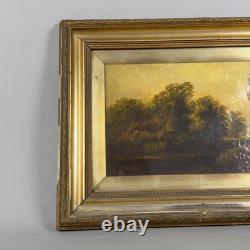 Antique Oil Painting on Canvas, English Landscape, Gilt Frame, Early 20th Century