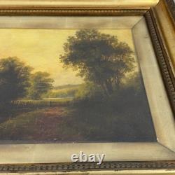 Antique Oil Painting on Canvas, English Landscape, Gilt Frame, Early 20th Century