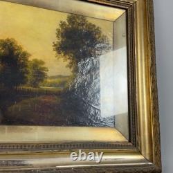 Antique Oil Painting on Canvas, English Landscape, Gilt Frame, Early 20th Century