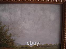 Antique Oil Painting on Panel, Landscape with Figures, Barbizon School