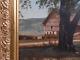 Antique Oil Painting On Paper From The Barbizon School Of The 19th Century In Gilded Wood Frame