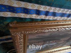 Antique Oil Painting on Paper from the Barbizon School of the 19th Century in Gilded Wood Frame