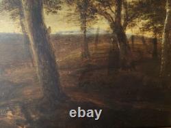 Antique Oil Painting on Wood, Flemish School of Barbizon, 17th–18th–19th Century