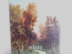 Antique Oil Painting on Wooden Panel, Forest Landscape, Barbizon School