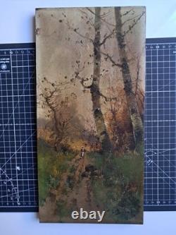 Antique Oil on Panel, Birch Woodland, Signed L. Dupuy Galien-Laloue