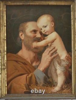 Antique Old Table Painting Icon Religious Oil Jesus Portrait 19th Century