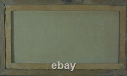 Antique Painting19th Animated Landscape Character On A Landscape Boat Normandy