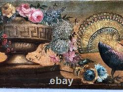 Antique Painting, Animated Park, Important Oil On Decorative Canvas, 19th Century
