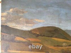 Antique Painting Beautiful Landscape Of The Vosges Oil On Canvas Signed Jean Hess C1940