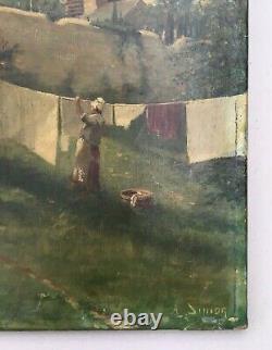 Antique Painting By A. Simon, Lingère, Oil On Canvas, Painting, Late 19th Century