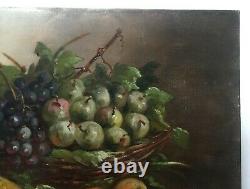 Antique Painting By Bargot, Oil On Canvas, Still Life With Fruit, Early 20th Century