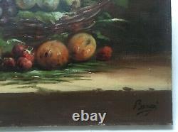 Antique Painting By Bargot, Oil On Canvas, Still Life With Fruit, Early 20th Century