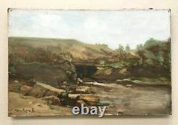 Antique Painting By Charles Francisque Raub, Landscape, Oil On Canvas Late 19th Century
