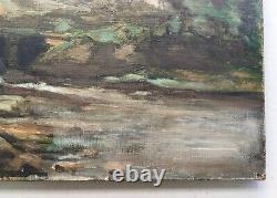 Antique Painting By Charles Francisque Raub, Landscape, Oil On Canvas Late 19th Century