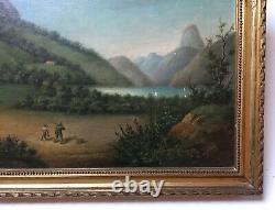 Antique Painting By Lecor, View Of The Islands, Oil On Canvas, Ecole Française XIX