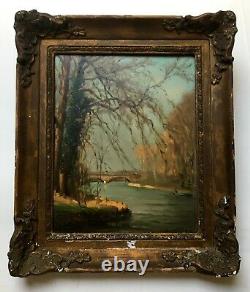 Antique Painting By Pierre Berthelier, Oil On Panel, Box, Early 20th Century