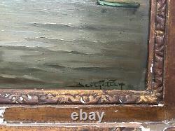 Antique Painting By Pierre Berthelier, Oil On Panel, Box, Early 20th Century