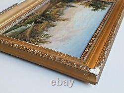 Antique Painting By V. Ista Animated Landscape Marouflage Oil On Panel Xixth