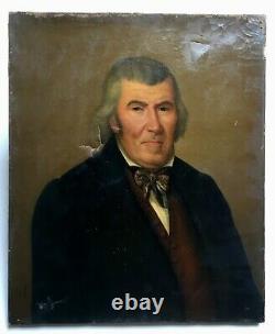 Antique Painting By Vandel, Daté 1842, Oil On Canvas, Portrait Of Man, 19th Century