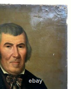 Antique Painting By Vandel, Daté 1842, Oil On Canvas, Portrait Of Man, 19th Century