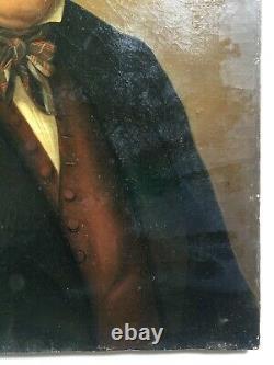 Antique Painting By Vandel, Daté 1842, Oil On Canvas, Portrait Of Man, 19th Century
