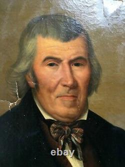 Antique Painting By Vandel, Daté 1842, Oil On Canvas, Portrait Of Man, 19th Century