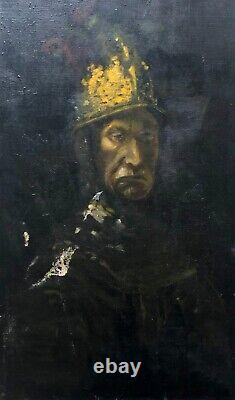 Antique Painting, Casqué Soldier, Portrait, Oil On Canvas, Painting, Early 20th Century