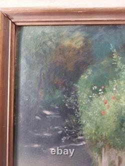 Antique Painting, Circa 1880, Oil on Canvas, Landscape with a Path, Period Frame