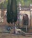 Antique Painting, Gallant Scene In A Park, Oil On Cardboard, Early 20th Century Painting