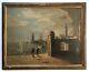 Antique Painting, Important Oil On Framed Canvas, Animated Port, Xviii Or Xix