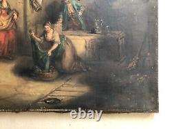 Antique Painting, Interior Scene, Oil On Canvas, Painting, 19th