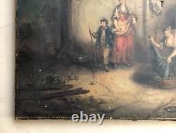 Antique Painting, Interior Scene, Oil On Canvas, Painting, 19th
